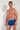 Front view of a men model wearing HO navy print  Swim Shorts