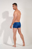 General view of a men model wearing HO navy print  Swim Shorts