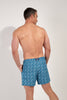 Back view of a men model wearing HO blue print  Beach Boxer