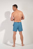 General view of a men model wearing HO blue print  Beach Boxer
