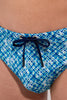 Close-up view of a men model wearing HO blue print  Swim Mini Briefs