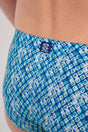 General view of a men model wearing HO blue print  Swim Mini Briefs