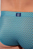 General view of a men model wearing HO blue print  Swim Mini Briefs