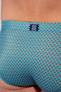 General view of a men model wearing HO blue print  Swim Mini Briefs