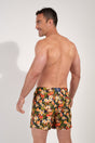 Back view of a men model wearing HO navy print  Beach Boxer