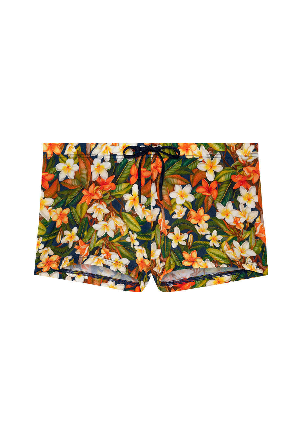 Front cutout view of HO navy print  Swim Shorts