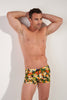 General view of a men model wearing HO navy print  Swim Shorts