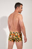 Back view of a men model wearing HO navy print  Swim Shorts