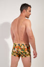 Back view of a men model wearing HO navy print  Swim Shorts