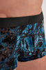 Close-up view of a men model wearing HO black  Trunk
