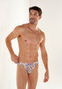 Front view of a men model wearing HO white print  Comfort Micro Briefs