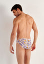 Back view of a men model wearing HO white print  Comfort Micro Briefs