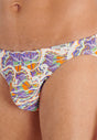 Close-up view of a men model wearing HO white print  Comfort Micro Briefs