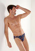 Front view of a men model wearing HO black print  Comfort Micro Briefs