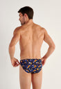 Back view of a men model wearing HO black print  Comfort Micro Briefs