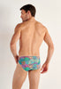 Back view of a men model wearing HO multico print  Comfort Micro Briefs