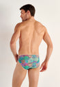 Back view of a men model wearing HO multico print  Comfort Micro Briefs