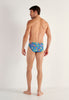 General view of a men model wearing HO blue print  Comfort Micro Briefs