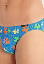 Close-up view of a men model wearing HO blue print  Comfort Micro Briefs