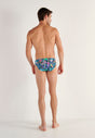 General view of a men model wearing HO navy blue print  Comfort Micro Briefs