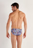 Back view of a men model wearing HO navy print  Comfort Micro Briefs