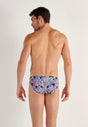 Back view of a men model wearing HO navy print  Comfort Micro Briefs