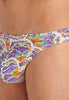 General view of a men model wearing HO white print  G-String