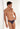 Front view of a men model wearing HO black print  G-String