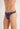 Close-up view of a men model wearing HO black print  G-String