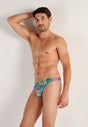 Front view of a men model wearing HO multico print  G-String