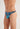 Close-up view of a men model wearing HO navy blue print  G-String