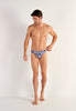 Full-body view of a men model wearing HO navy print  G-String