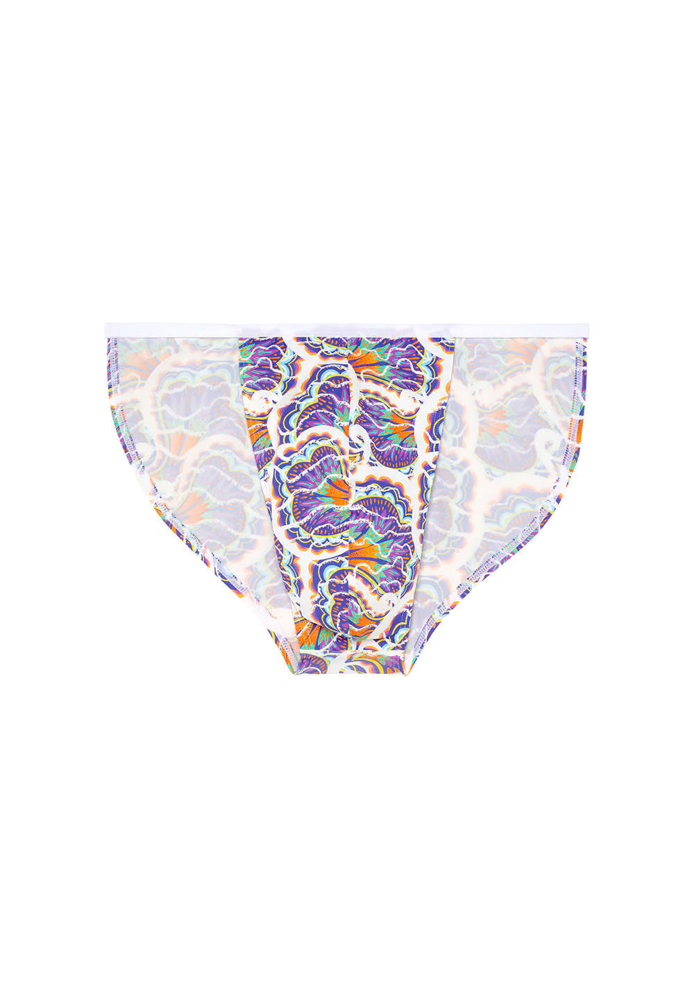 Front cutout view of HO white print  Tanga Briefs
