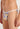 Close-up view of a men model wearing HO white print  Tanga Briefs