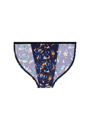 Front cutout view of HO black print  Tanga Briefs