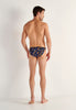 General view of a men model wearing HO black print  Tanga Briefs