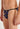 Close-up view of a men model wearing HO black print  Tanga Briefs