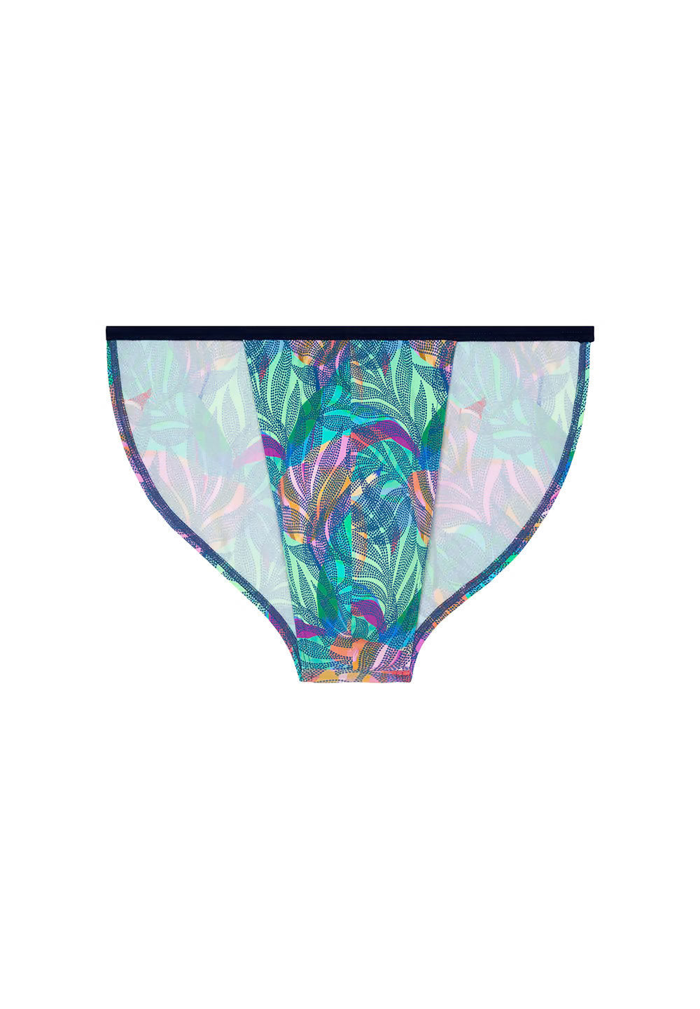 Front cutout view of HO multico print  Tanga Briefs