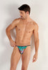 Front view of a men model wearing HO multico print  Tanga Briefs