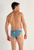 Back view of a men model wearing HO blue print  Tanga Briefs