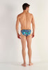 General view of a men model wearing HO navy blue print  Tanga Briefs