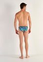 General view of a men model wearing HO navy blue print  Tanga Briefs