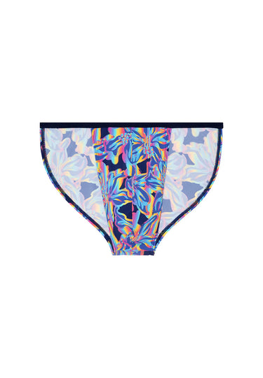 Front cutout view of HO navy print  Tanga Briefs