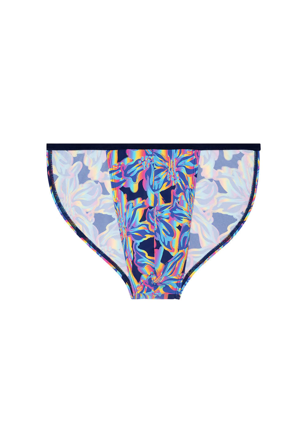 Front cutout view of HO navy print  Tanga Briefs