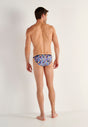 General view of a men model wearing HO navy print  Tanga Briefs