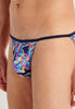 Close-up view of a men model wearing HO navy print  Tanga Briefs