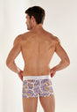 Back view of a men model wearing HO white print  Trunk