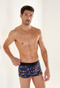 Front view of a men model wearing HO black print  Trunk