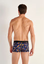 Back view of a men model wearing HO black print  Trunk