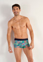 Front view of a men model wearing HO multico print  Trunk